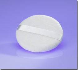 Round Double Sided Velour Puff with Ribbon, One Piece[ white powder puff]